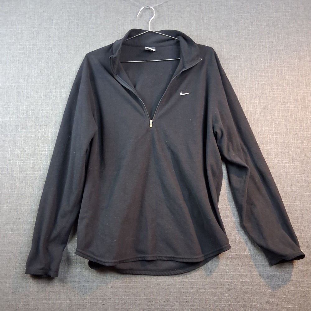 Nike Therma-FIT Mens Black Quarter Zip Fleece Pullover Mock Neck Sweatshirt M